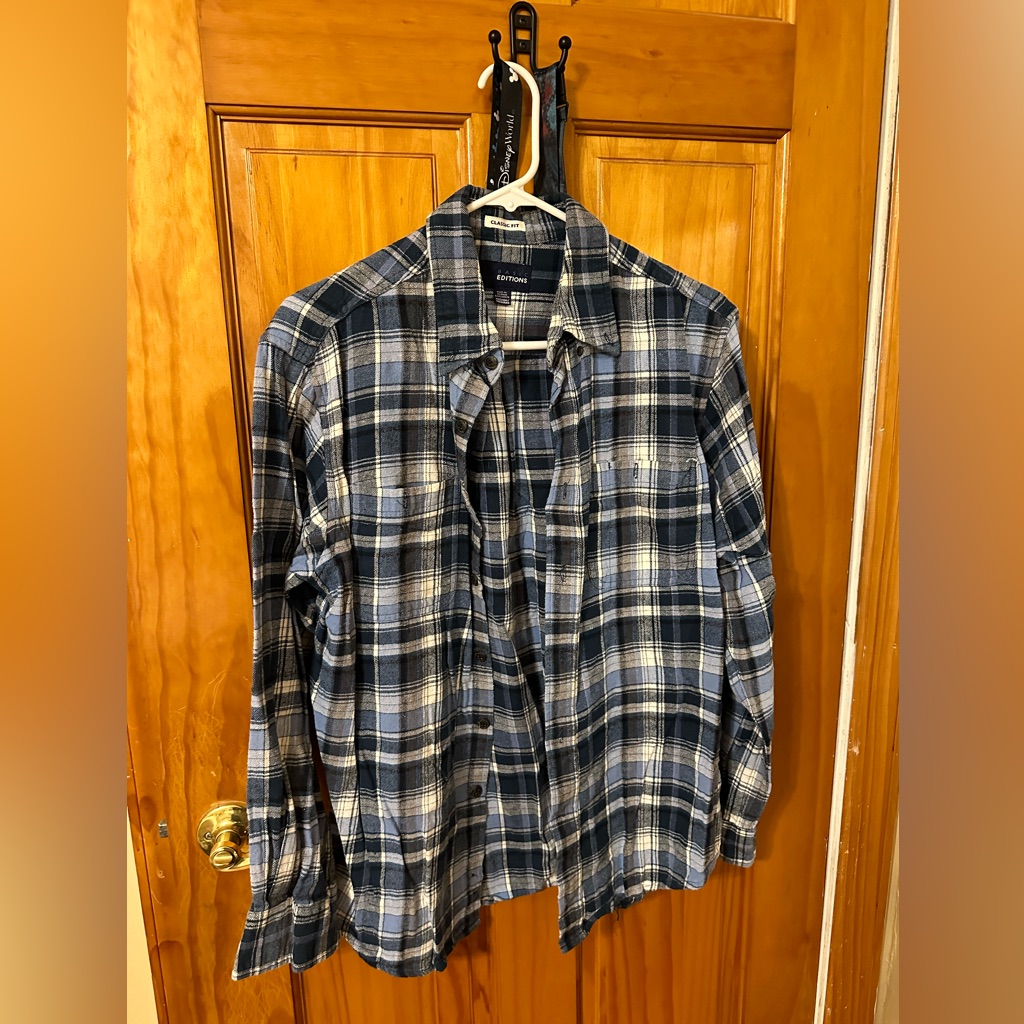 Mens Basic Editions Plaid Button Down Size Medium
